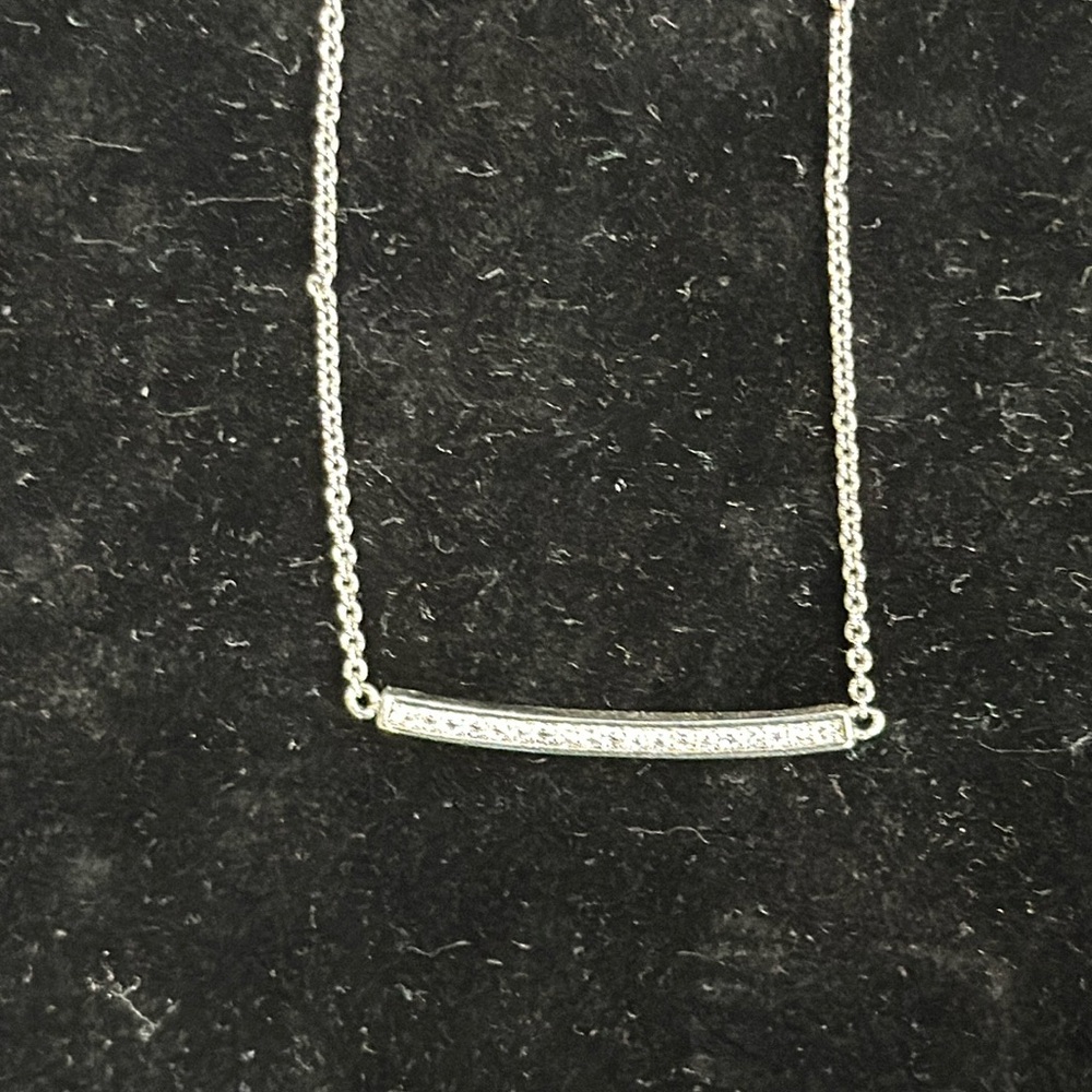 925 signed 14” necklace w/ 1” CZ bar